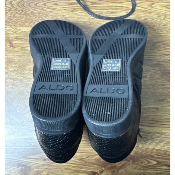 ALDO Ailannah Size 7 Black Faux Leather Lace Up/Zip Hi Top Sneakers Women’s - Picture 8 of 9